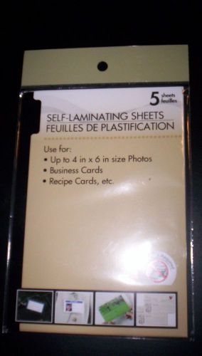 SELF LAMINATING SHEETS 4&#034;x 6&#034;   PACK OF 5 SHEETS~NEW IN PACK
