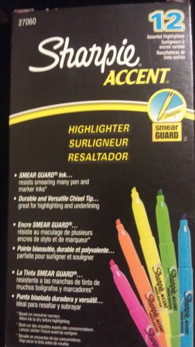 New box Sharpie Accent Thin-Style Highlighters, Assorted Colors, 12 Pack (27060)