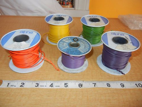 5 Spools Alpha Wire 1553 5x100&#039; PARTIAL ROLLS Multiple Colors 20 AWG NOT FULL