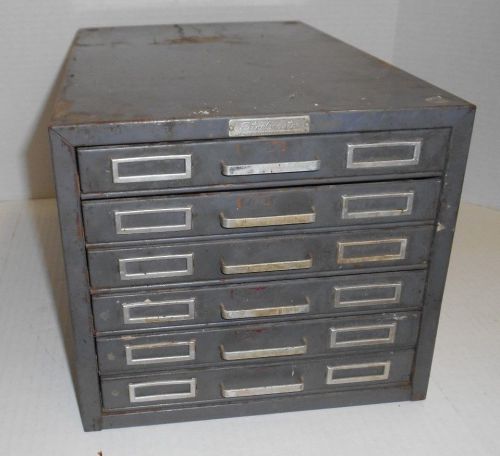 Vintage gray mid century office steelmaster 6 drawer flat file metal cabinet usa for sale