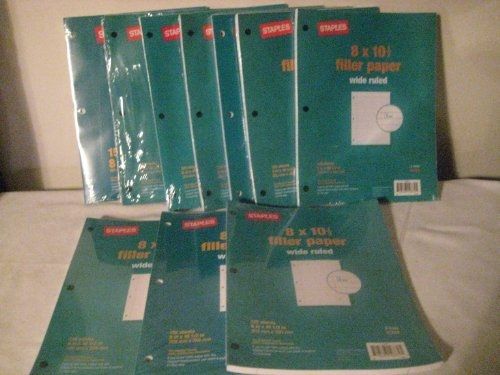 Staples Filler Paper 8 1/2 X 10 Wide Ruled 120 pages per pack totaling 1, 200