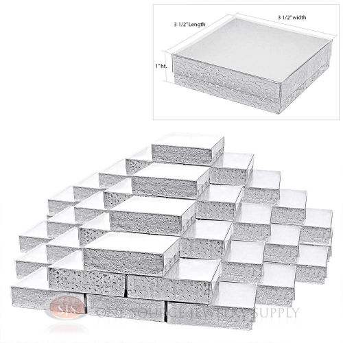 50 silver foil view top 3 1/2&#034; x 3 1/2&#034; cotton filled gift boxes jewelry box for sale