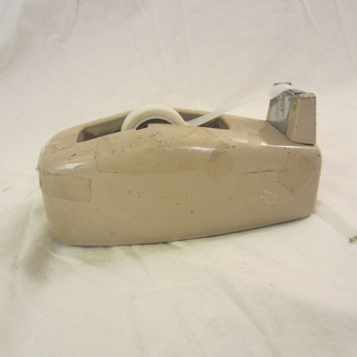 Vintage Heavy Duty Industrial Desk Tape Dispenser Beige 6&#034; x 2&#034;