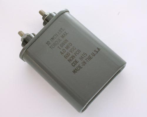 1x 4mfd 600vdc hermetically sealed oil capacitor 4uf 600v 600 volts dc cde for sale