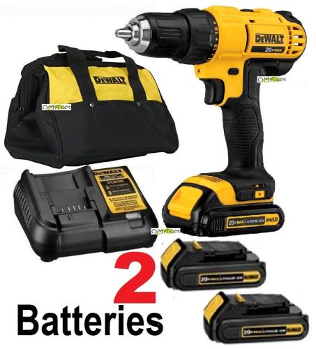 Dewalt 20v max li-ion 1/2&#034; compact drill driver kit dcd771c2 2 battery 1 charger for sale