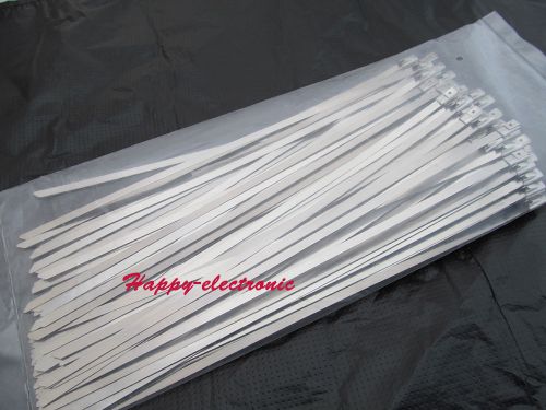 100 industrial 15.8&#034; 4.6x400mm stainless steel wire cable zip ties straps for sale