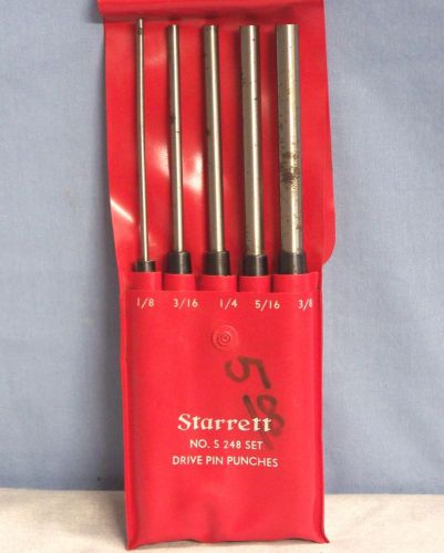 Starrett s248 drive pin punches 5 punch set 1/8 3/16 1/4 5/16 3/8 long shank for sale