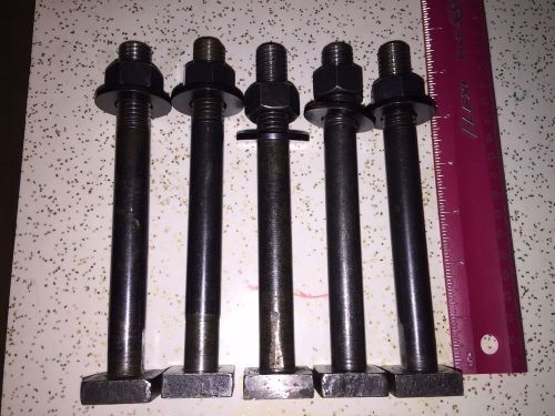 T-Slot Bolts, 5 Pcs, 5/8-11 Tpi, 6&#034; Long, T Bolts, With Washer + Nut