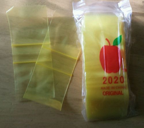 2020 Apple Small Mini Ziplock Baggies Top QUALITY yellow Color 2&#034; X 2&#034; 200ct