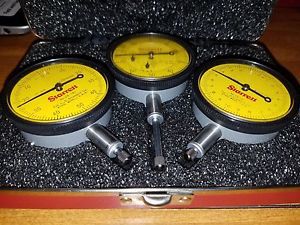 Starrett 3 pce. set 25-881j, 25-181j &amp; 25-161 dial indicators yellow face for sale