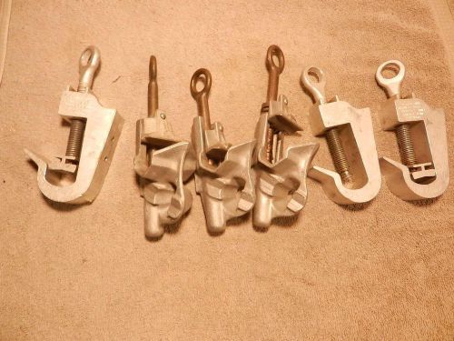 6 Hubbell Chance S1540 &amp; Utilco HLC-795H Main Line Conductor Hot Line Clamps