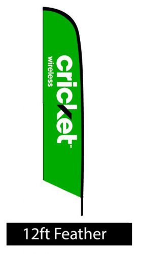 Cricket wireless feather 12ft flag kit fiberglass pole &amp; spinning ground spike for sale