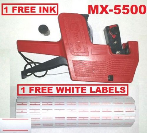 MX-5500 8 Digits Red Price Tag Gun + 5000 White with Red lines  labels +1 Ink