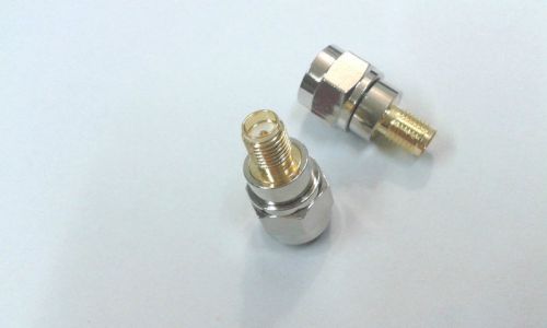 4PCS  F male plug to SMA female jack RF coaxial CONNECTOR COPPER