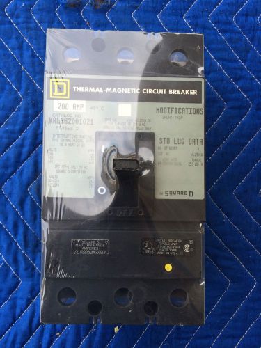 Square D KAL362001021 Type KAL 200 Amp 3 Pole Shunt Trip Circuit Breaker