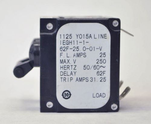 Airpax IEGH11-1-62F-25.0-01-V 2P 25A 250V Circuit Breaker