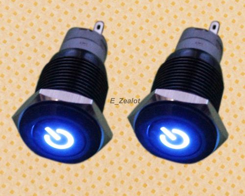 2pcs blue 19mm 12v led latching push button  power switch for sale