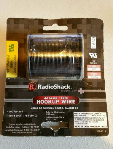 RadioShack 22-Gauge Hookup Wire 100-FT Roll Rated 300V Black New 278-1215