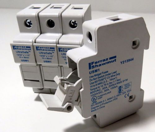 Lot of 4 Ferraz Shawmut Fuse Holder USM1 Din Rail 30A New