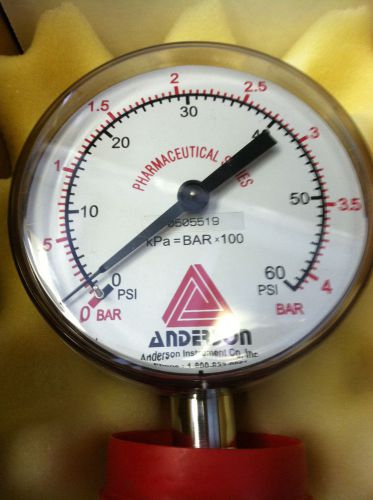 Anderson EB Pharmaceutical Pressure Gauge P/N EB069010041043  0-60 PSI (NIB)