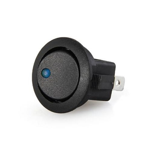 3 Pin On-Off 12V DC  Mini Round Blue LED Rocker Indicator Switch 20