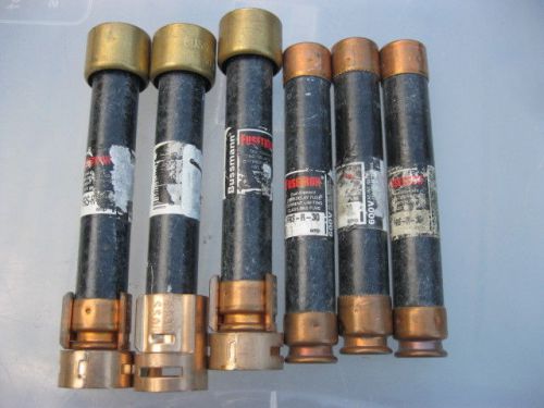 Lot of 6   Amp Fuses Bussmann FRS-R-30  600v   W/ Caps  Used and New  FREE SHIP