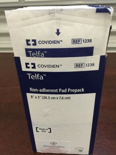 Covidien telfa non-adherent pad prepack 8&#034; x 3&#034; 50 count mfr# 1238 for sale