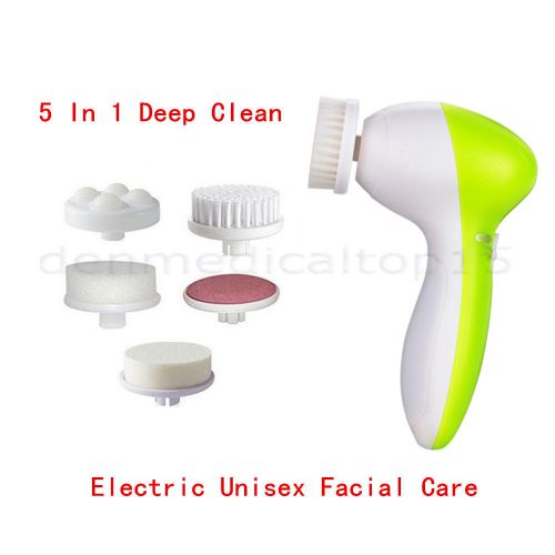 Unisex 5 In 1 Electric Facial Face Care Massager Cleaner Scrubber Scrub Brush