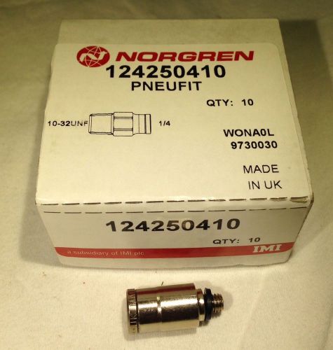 10 NEW 124250410 NORGREN Pneumatic Straight Adaptor, 1/4&#034; TUBE x 10-32 UNF