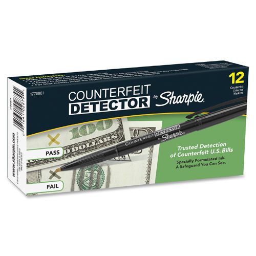 Sharpie Counterfeit Money Detector 12 Pens Pack (Black) NIP (4 Pens Missing)