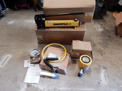 Enerpac scl-502h pump/low height cylinder set p-392 rcs-502 hose &amp; gauge new for sale