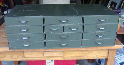 Industrial LYON Green 13 drawer metal tool cabinet storage chest steampunk bin