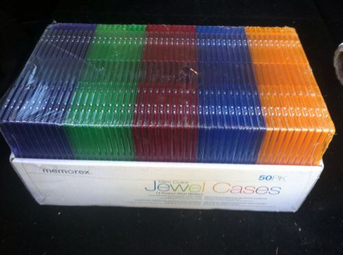 Case lot of 50 Memorex Slim Color CD DVD jewel cases