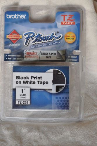 Brother TZ-251 P-touch Tape Black on White  - NEW - TZ251 - ORIGINAL BROTHER