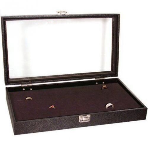 72 Rings Jewelry Case Glass Top Display Travel Ring Box