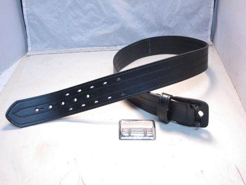 K59fl4r size 38&#034; black g&amp;g sam browne 2.25&#034; police duty belt w/ chromed buckle for sale