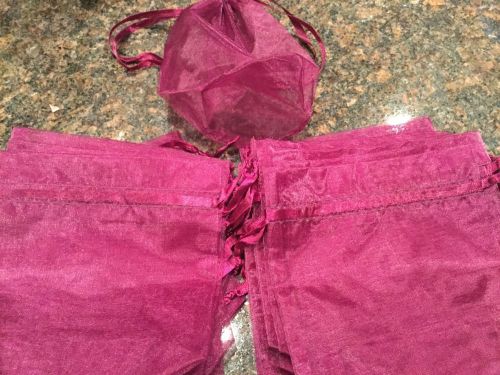 Organza Fabric Drawstring Bags Lot of Two Sizes Purple