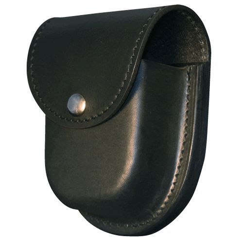 Boston Leather 5512-1-N Black Plain Finish Double Handcuff Case w/ Slotted Back