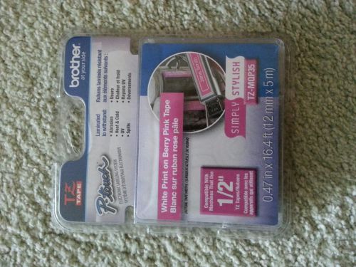 BROTHER P-TOUCH TZ-231 TAPE 1/2 (12mmx5m)White on Berry Pink Tape -FREE SHIPPING