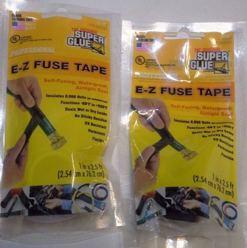 2 SUPER GLUE E Z Self Fuse BLACK Tape Repair Waterproof Airtight Seal Fusing