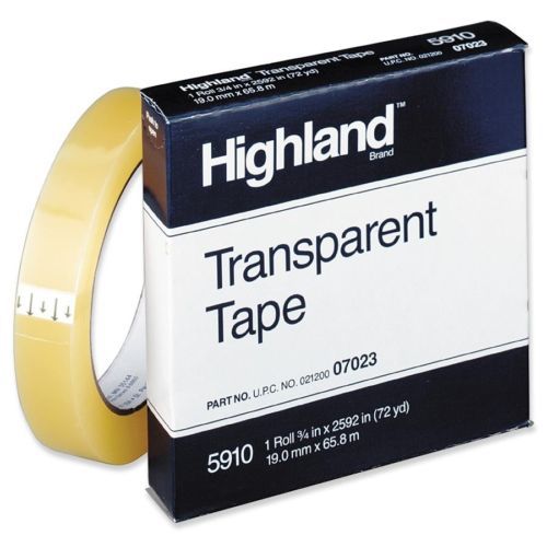 Highland Transparent Tape - 0.75&#034; Width X 72 Yd Length - 3&#034; Core - Acrylic - 1 /