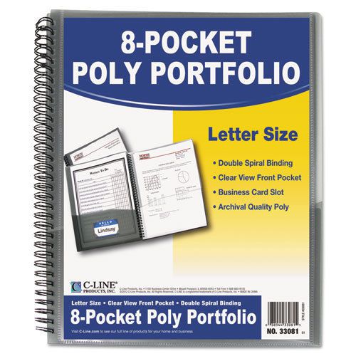 Eight-Pocket Portfolio, 11 x 8-1/2, Smoke