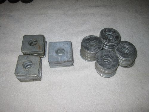 (65) SQUARE AND ROUND 3/4&#034; GALVANIZED WASHERS 3/16&#034; AND 1/8&#034; THICK