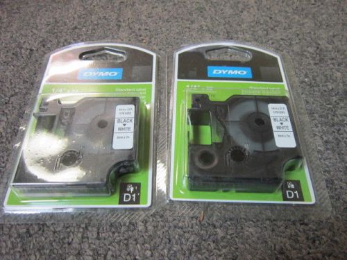 Lot 2 new oem dymo d1 label cassette black on white 1761283 1/4&#034; x 23&#039; 6mm x 7m for sale