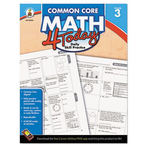 Common core 4 today workbook, math, grade 3, 96 pages for sale