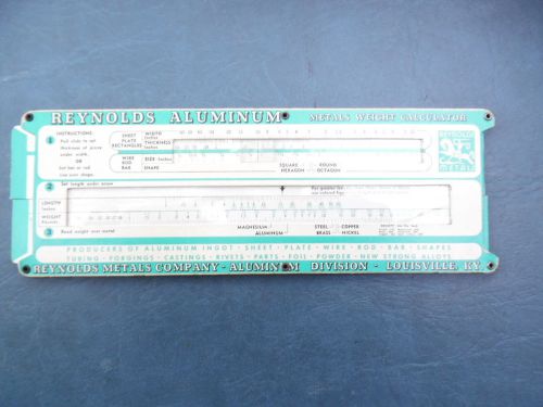 VintageReynolds Aluminum Metal Weight Calculator Gauge Chart,WireTubing Circles