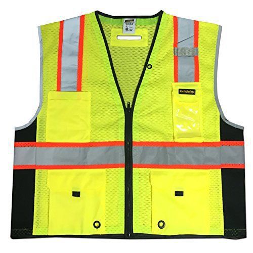 Class2 high reflective safety vest clear id pocket d-ring military grade 4xl/5xl for sale