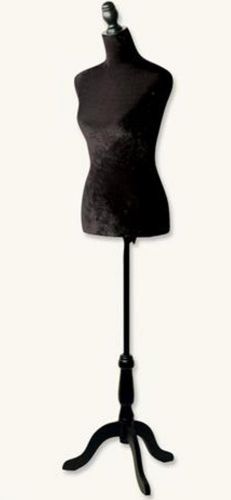 64&#034; Black Velvet Dress Form Fashion Display Victorian Reproduction