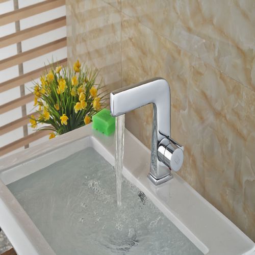 Modern Style Bathroom Basin Mixer Faucet Chrome Plate Sink Faucet Tap One Hole