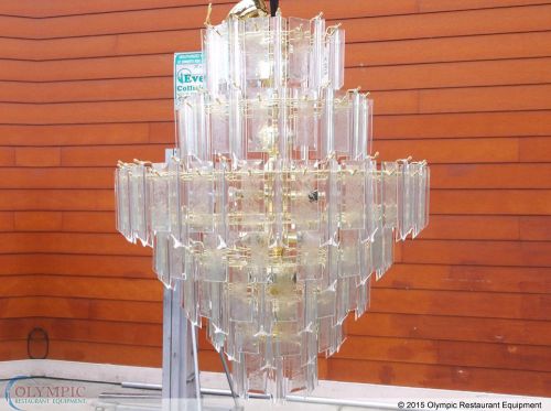 Glass, acrylic and gold chandelier for oriental / asian restaurant for sale
